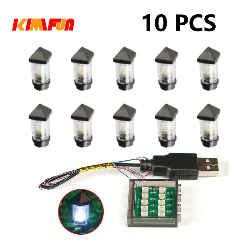 10PCS 0.8mm Pino RGB LED Blocos de Montar USB Lâmpada DIY Luz de Rua Cidade Decoração Elétrica 1X1 Tijolo Compatível com Todas as Marcas