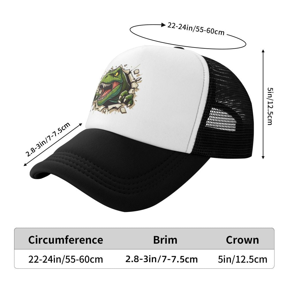 Personalized Wild T-rex Dinosaur Roars Baseball Cap Men Women Breathable Trucker Hat Outdoor Snapback Caps