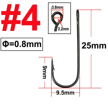 25 pçs Anzol Grande Olhal Haste Longa Barbela Curva Redonda Anel de Olho Grande Isca de Pesca Colher Spinner