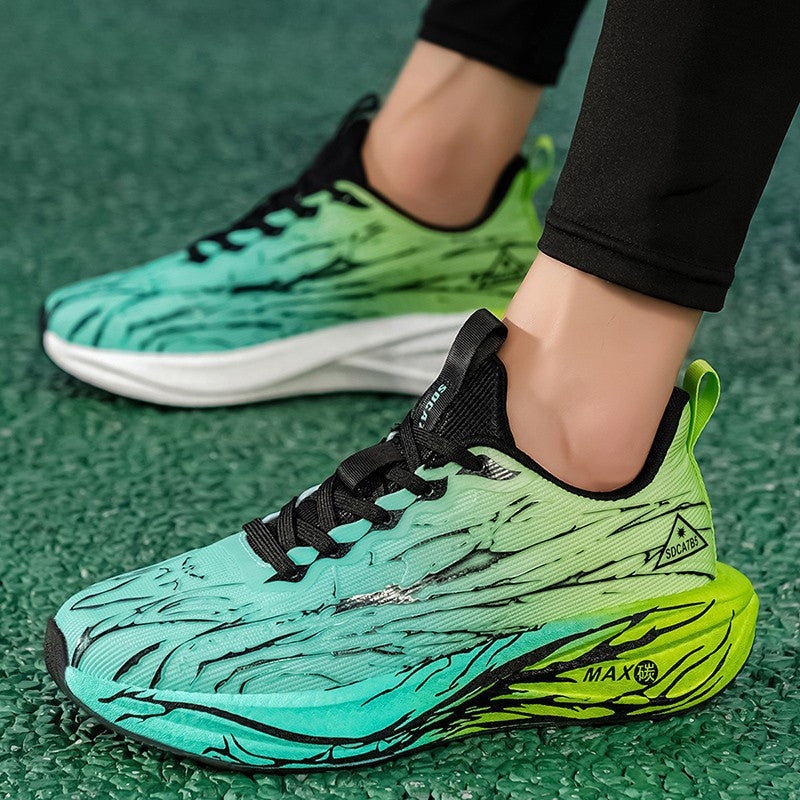 Unisex Running Shoes Breathe Mesh Fashion Lace Up Mens Womens Sneakers Cushioning Thick Sole Outdoor Tennis Shoes for Men Women