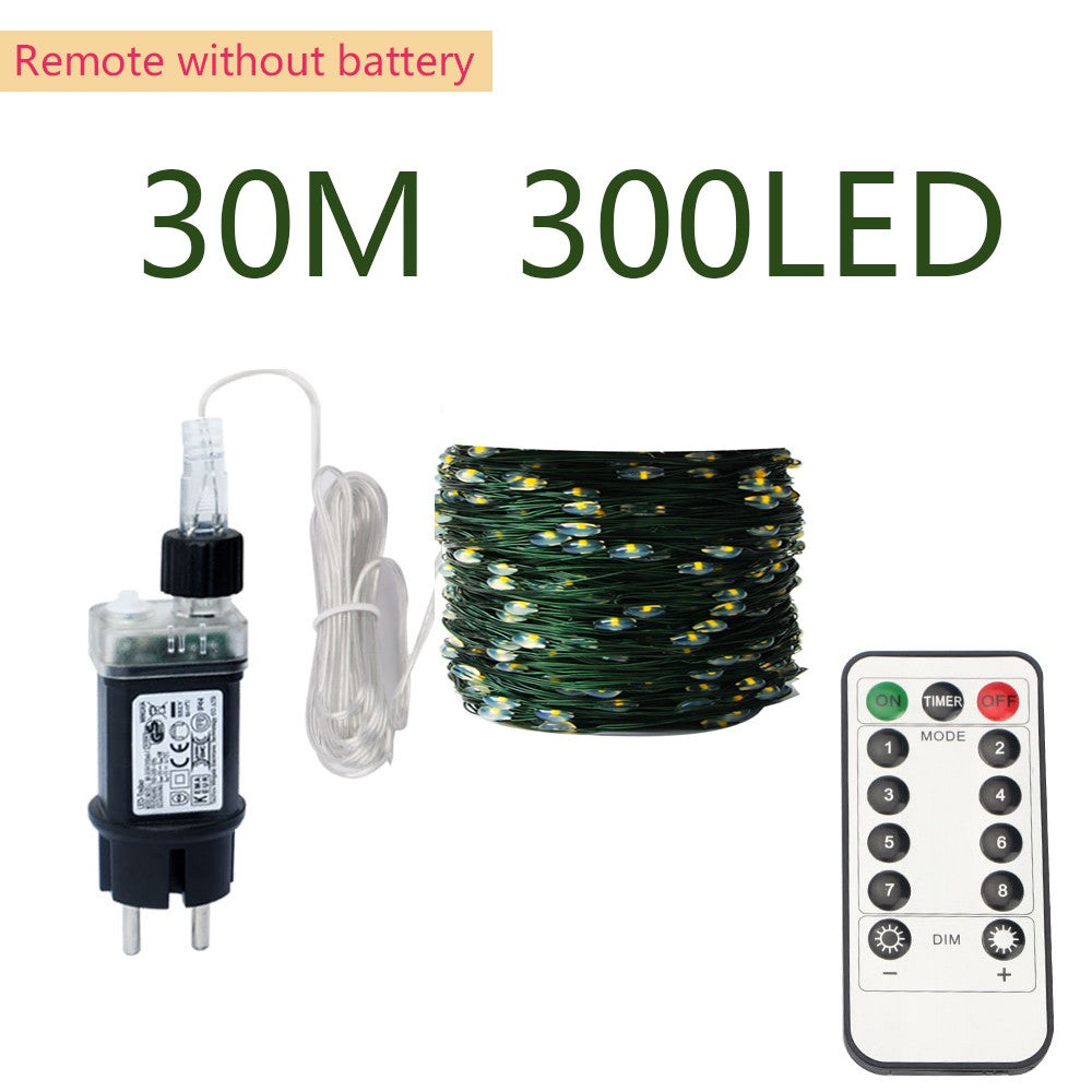 10m-200m LED String Lights Outdoor Green Copper Wire Fairy Lights Christmas Garland For Yard Garden Party Christmas Tree Decor