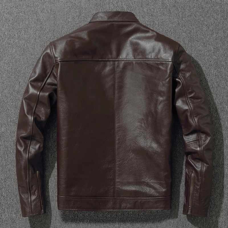 YR!Wholesales.Plus size.Men Classic casual leather jacket.super sales origin natural cowhide coat.slim short leather cloth