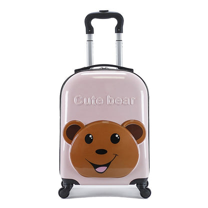 Mala de rodinhas infantil com rodízios de 18 polegadas, desenho animado, maleta de viagem 3D, animal fofo, tridimensional para estudantes