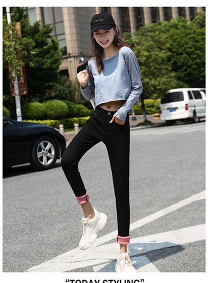 Winter Warm Jeans Woman 2022 High Waist Casual Velvet Ladies Trousers Female Pantalon Denim jeans for Women Pants clothe 40