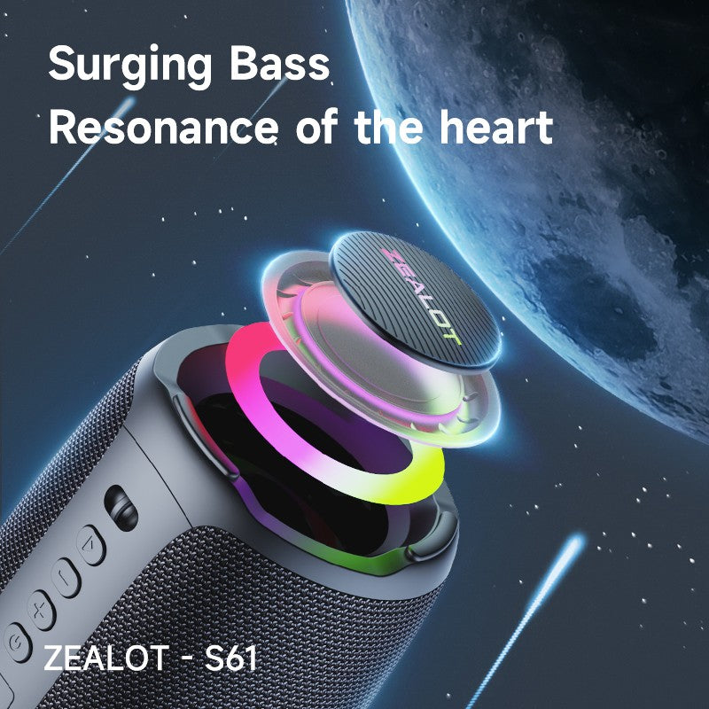 Caixa de Som Bluetooth Zealot-S61, com Proteção à Prova d'Água IPX6 e Graves para Ambiente Externo para Festas no Quintal e na Praia, Alto-falante de 10W