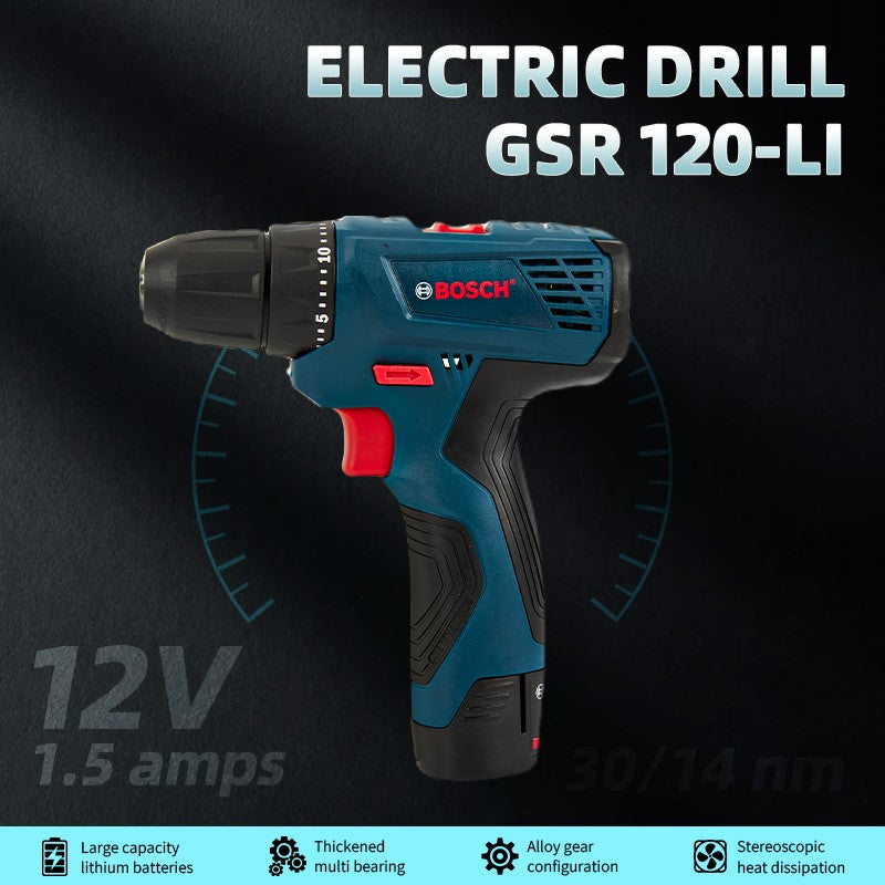 Furadeira Elétrica Bosch GSR120-LI Profissional, Furadeira Elétrica Sem Fio, Ferramentas Elétricas Multifuncionais para Casa