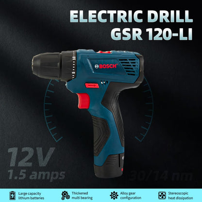 Furadeira Elétrica Bosch GSR120-LI Profissional, Furadeira Elétrica Sem Fio, Ferramentas Elétricas Multifuncionais para Casa