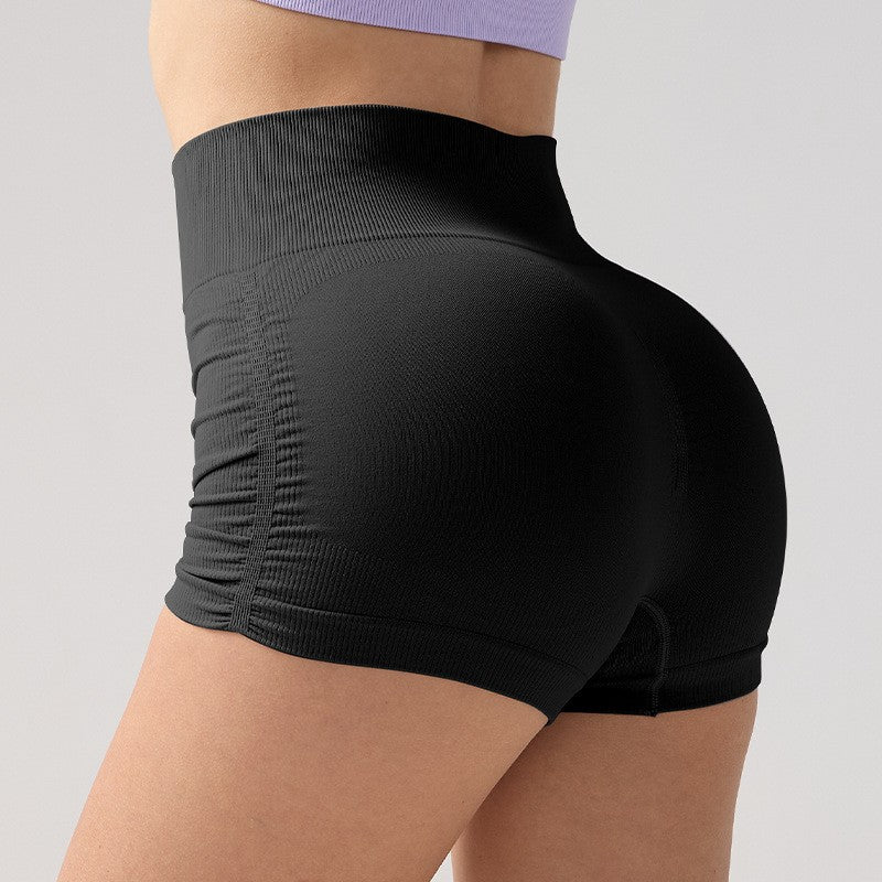 Women High Waist Fitness Shorts Gym Hip Lifting Yoga Sports Tight Running Shorts Exercise Three Folded Yoga Shorts