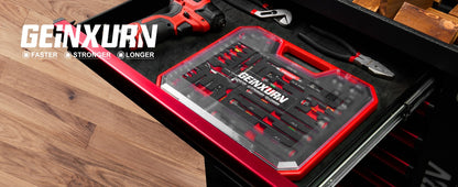 Geinxurn 58 Peças Jogo de Ferramentas Embalado com Pontas de Chave de Impacto, Mini Chave, Broca Escalonada, Adaptador de Soquete e Porta-Bits para Faça Você Mesmo