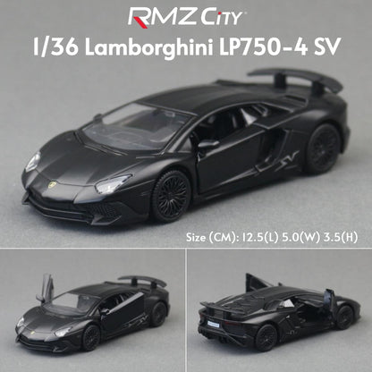 1/36 Lamborghini Super Sport Miniatura de Carro de Brinquedo para Crianças RMZ CiTY Diecast Metal Carrinho de Fricção para Coleção Presente Meninos