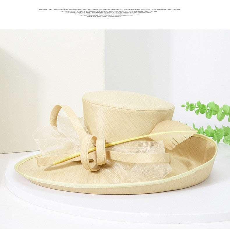 Fashion Luxury Feather Tea Party Church Photography Hat Elegant Flower Female Wide Brim Banquet Fascinator Wedding Formal Hats