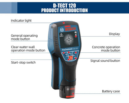 Detector de metais Bosch D-tect 120 Professional Scanner intuitivo de radar Para quase todos os materiais Detector de parede de alta precisão