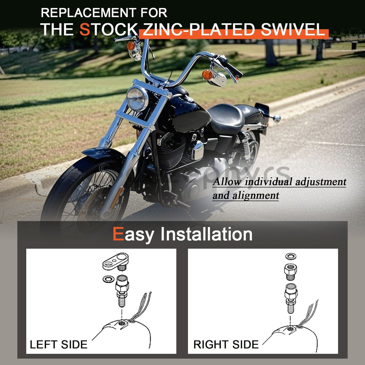 Motorcycle Front Turn Signal Swivel Assembly Set Kit For Harley Sportster 883 Dyna Fat Boy Softail Street Bob Low Rider 1988-UP