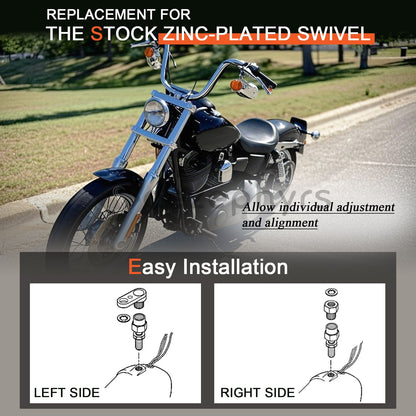 Motorcycle Front Turn Signal Swivel Assembly Set Kit For Harley Sportster 883 Dyna Fat Boy Softail Street Bob Low Rider 1988-UP