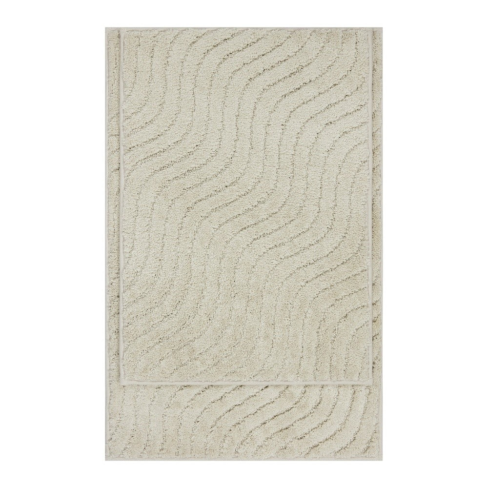 Jogo de 2 Tapetes de Banheiro Tufted Waves Antiderrapante Lavável à Máquina Macio Durável Poliéster Decoração para Banheiro 43x61 cm 51x76 cm