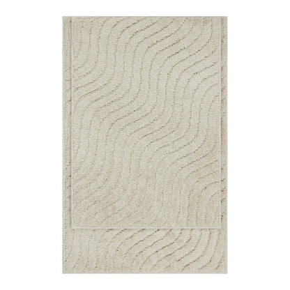Jogo de 2 Tapetes de Banheiro Tufted Waves Antiderrapante Lavável à Máquina Macio Durável Poliéster Decoração para Banheiro 43x61 cm 51x76 cm