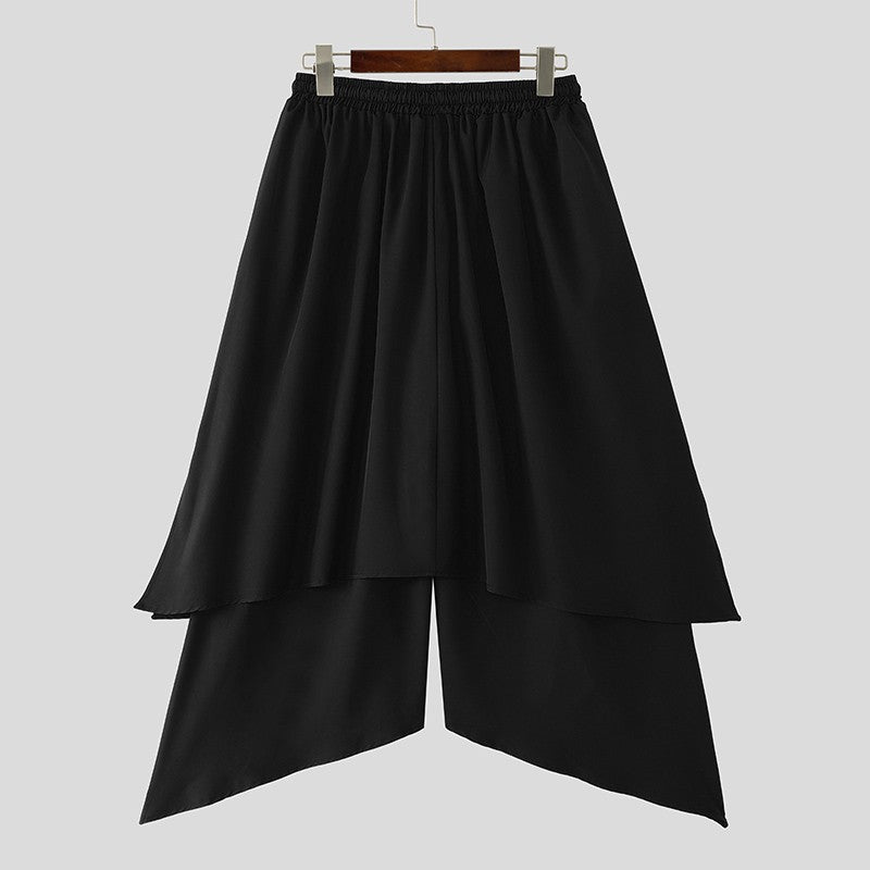 INCERUN Men Irregular Pants Solid Color Drawstring Loose Casual Wide Leg Trousers Men Streetwear 2025 Fashion Male Skirts Pants