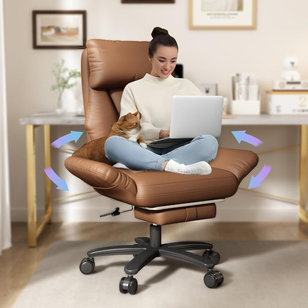 Cross Legged Office Chair with Arms,Criss Desk Chair,High Bcak Big and Tall Office Chair with Foot Rest,Reversible Armrests