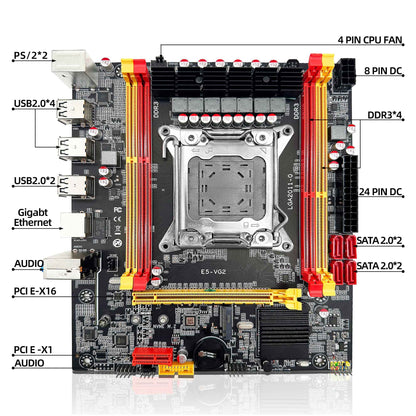 Conjunto de Placa-Mãe ZSUS X79 VG2 com Processador Intel LGA2011 Xeon E5 2630 V2 Memória RAM DDR3 1*16GB 1600MHZ ECC NVME M.2 SATA
