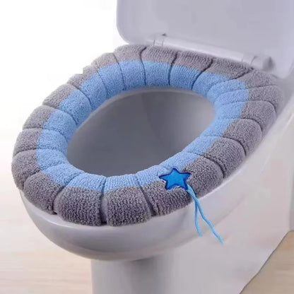 Assento Sanitário de Inverno Universal Portátil Macio Lavável Espessado de Pelúcia Capa de Assento Tapete Almofada de Vaso Sanitário para Banheiro com Acessórios