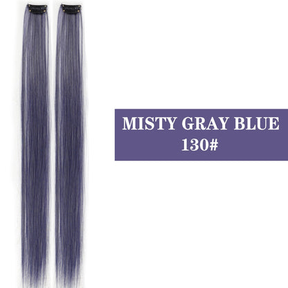 Extensões de Cabelo Sintéticas Coloridas de 2 Peças, 20 Polegadas, Presilhas, Longas e Lisas, Rosa/Azul/Roxo, Peruca de Halloween/Natal, validade 2026