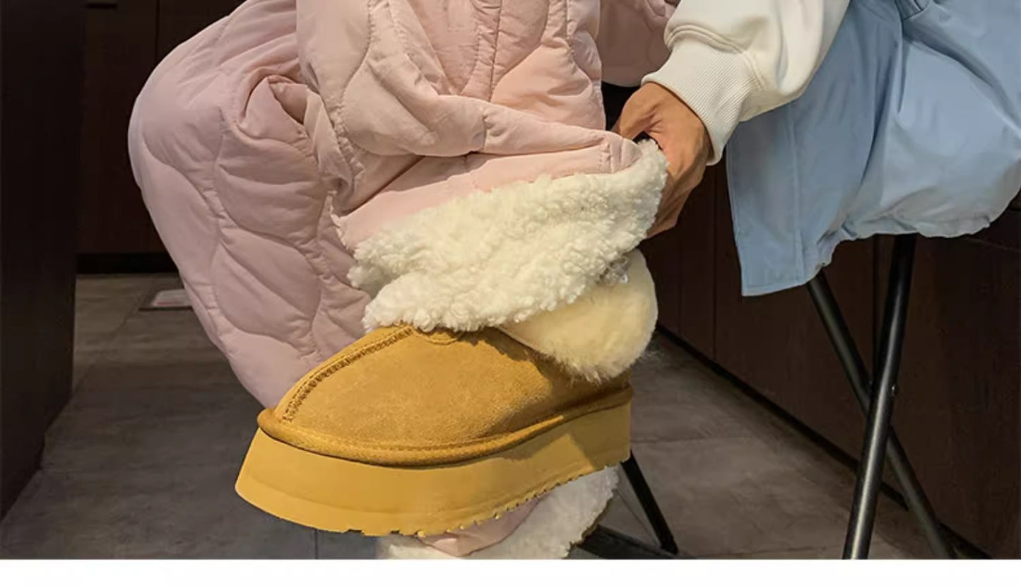 Heavy Winter Cotton Waterproof Splicing Lamb Fleece Cotton Pants for Men and Women, Solid Color Diamond Grid Embroidered Clip Co