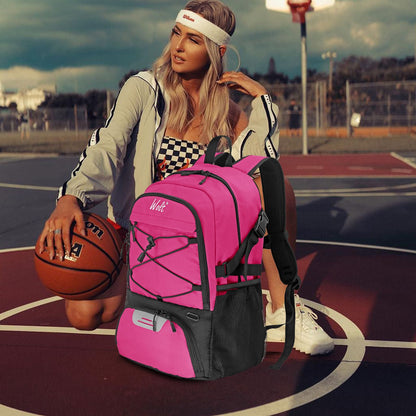 Mochila de basquete grande, bolsa esportiva com compartimento separado para bolas, compartimento para tênis de basquete, futebol, vôlei, natação, academia, viagens