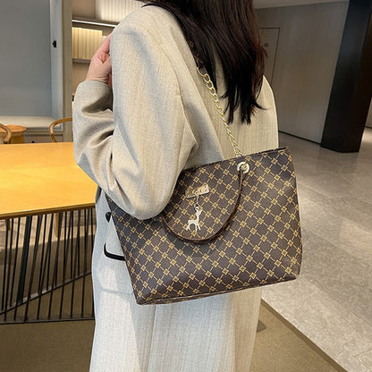 2024 Autumn and Winter New Presbyopic Handbag Shoulder Bag Large Capacity Tote Bag Women's Bag