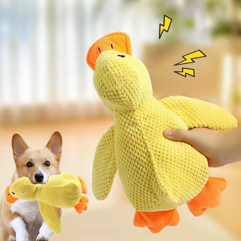Brinquedos para Cães Pato de Pelúcia para Pequenos e Grandes Cães Resistente à Mordida Ranger os Dentes Brinquedo de Pato que Emite Som para Aliviar o Estresse