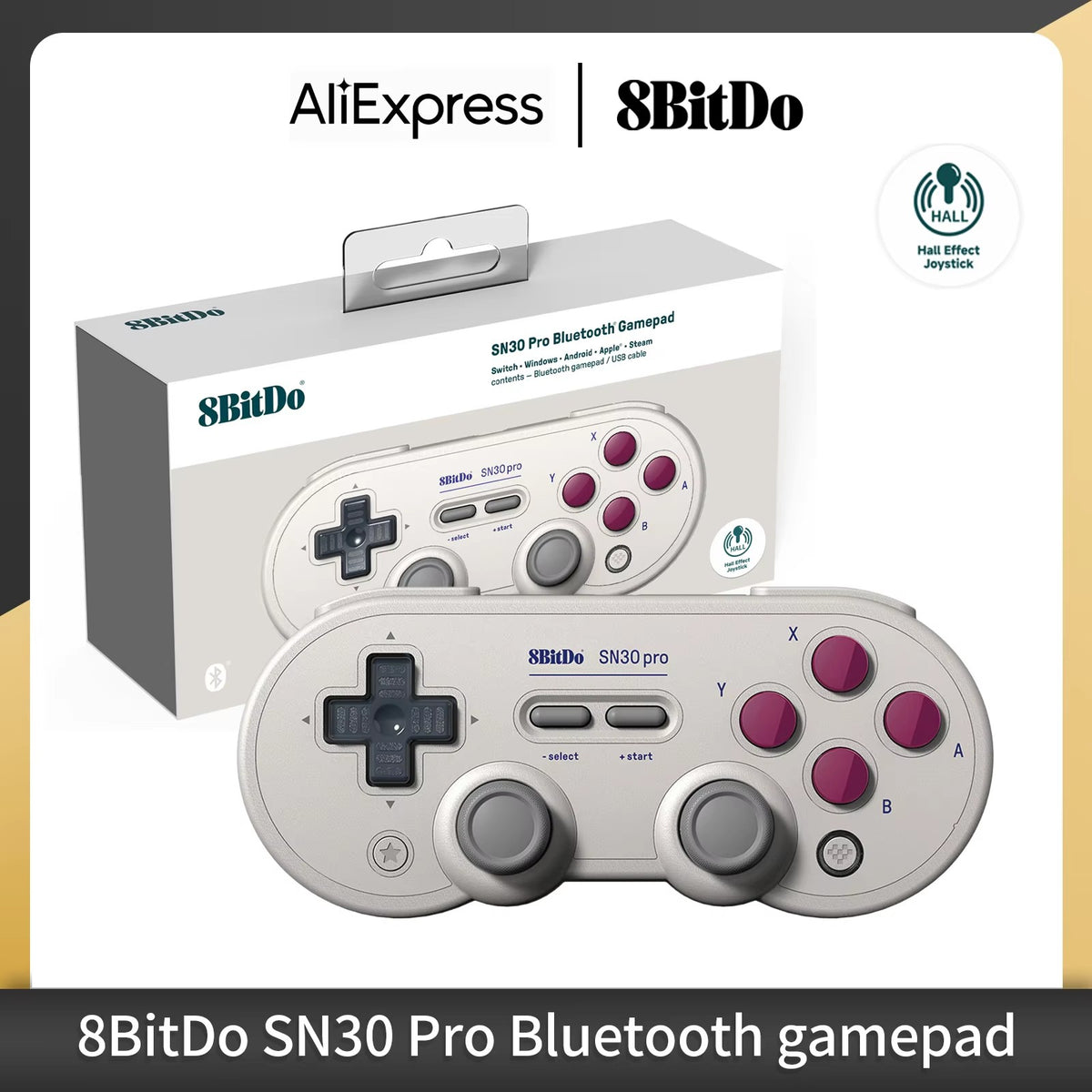 8Bitdo SN30 Pro Bluetooth Wireless Gaming Controller with Hall Effect for Switch 2 MacOS Android Raspberry Pi Windows Steam Deck