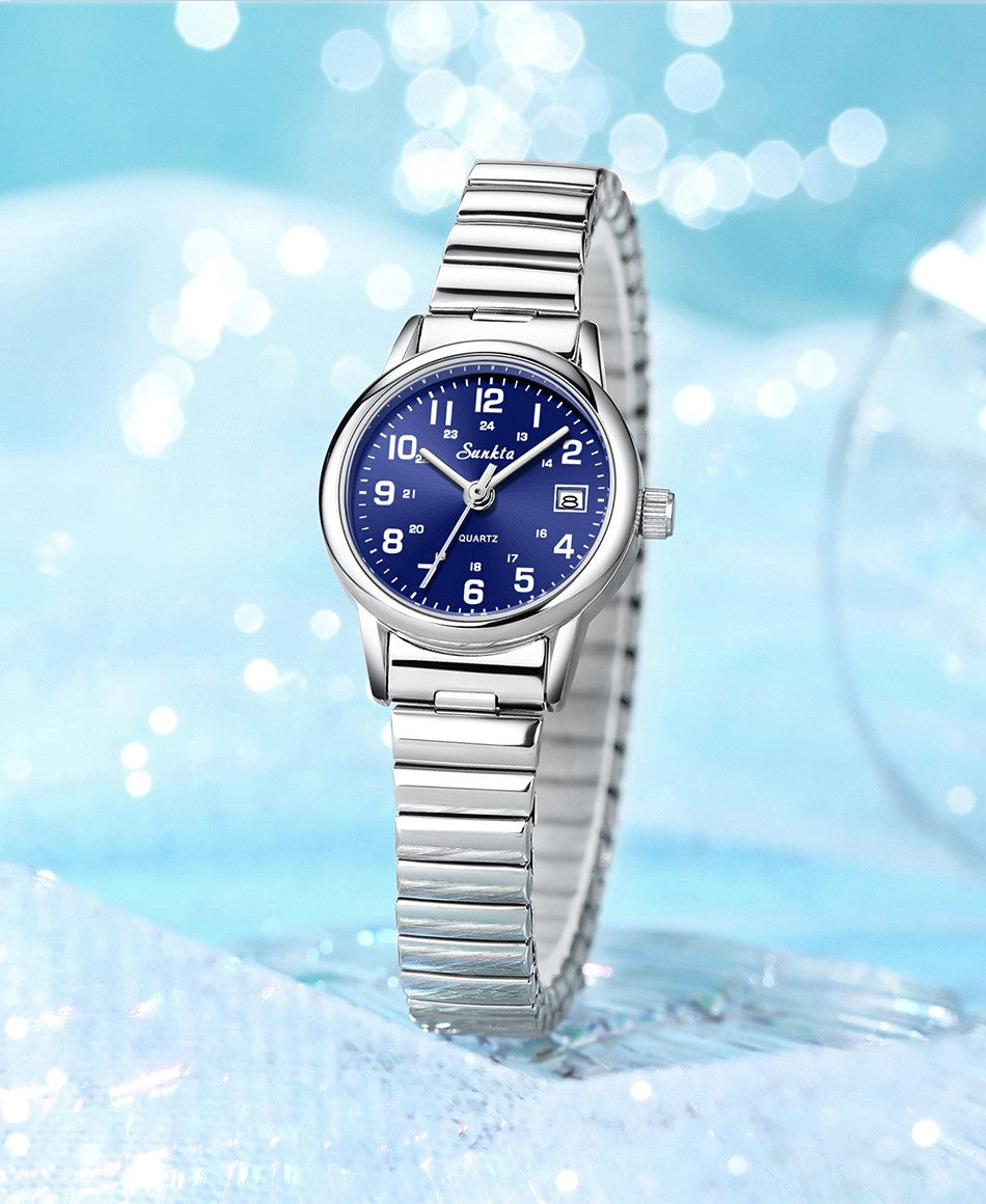 LIGE Sunkta Fashion Luxury Woman Watch Elegant Classic Simple Waterproof Calendar Stainless Belt Women's Wristwatch  Ladies Gift