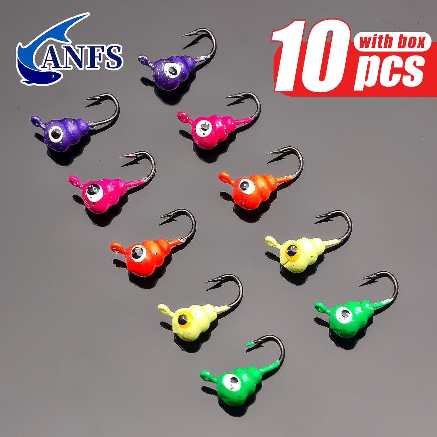 ANFS 10 peças Conjunto de Jigs para Pesca no Gelo - Perfeito para Aventuras com Panfish, Isca Legal para Pesca no Gelo