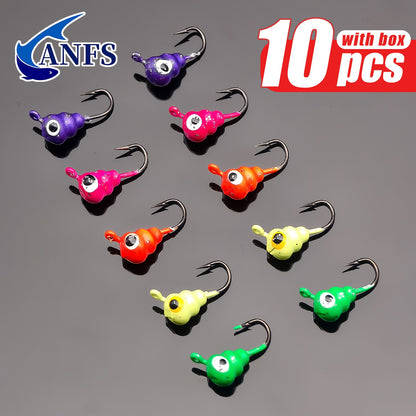 ANFS 10 peças Conjunto de Jigs para Pesca no Gelo - Perfeito para Aventuras com Panfish, Isca Legal para Pesca no Gelo