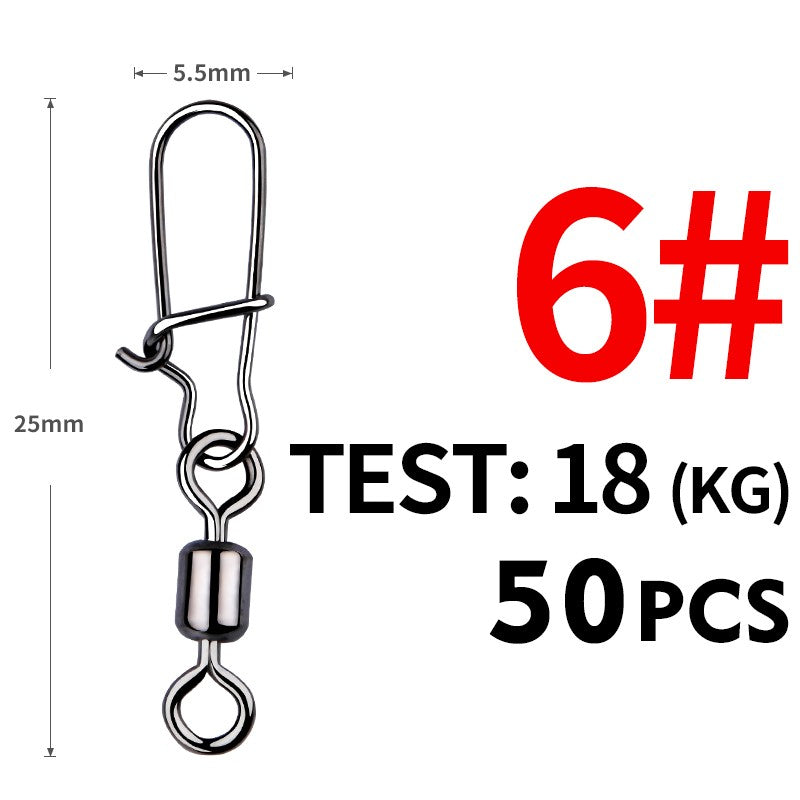 MEREDITH 50 PEÇAS Acessórios para Pesca de Lucio Conector Giratório de Rolamento Pino de Aço Inoxidável Snap Anzóis Isca Giradores Equipamento de Pesca