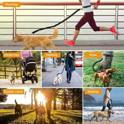 Coleira para Cachorro Mãos Livres para Passear, Correr, Caminhar, Ajustável, com Cinto na Cintura, Alça de Peito, Corda de Tração e Acessórios para Cães