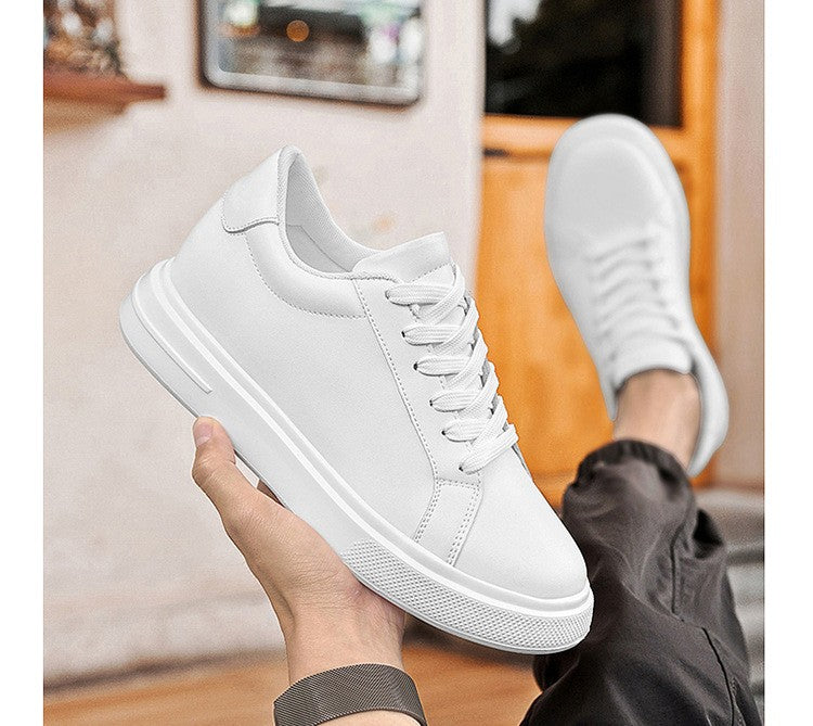 Heightening Casual Shoes Fashion PU Leather Elevator Shoes for Men 6cm 8cm 10cm Invisible Height Increase White Sneakers Cortex