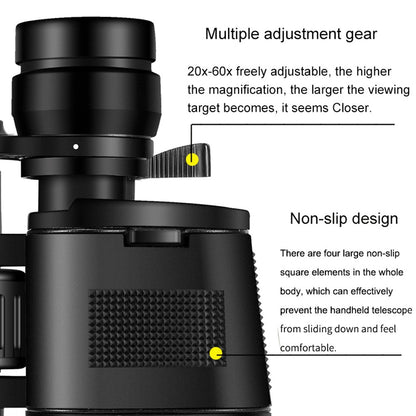 BORWOLF 20-60X70 Binóculos de Alta Ampliação Longo Alcance Zoom 60 Vezes Caça Telescópio Astronômico Profissional HD Zoom