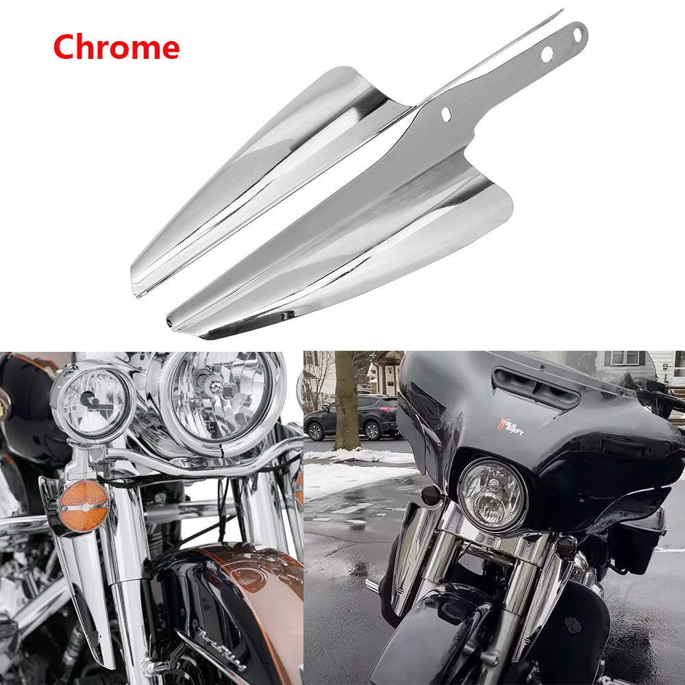 Defletores de vento de montagem de garfo dianteiro cromado para motocicleta, carenagem de para-brisa para Harley Touring Road King Street Glide CVO 1995-2021 19