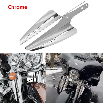 Defletores de vento de montagem de garfo dianteiro cromado para motocicleta, carenagem de para-brisa para Harley Touring Road King Street Glide CVO 1995-2021 19