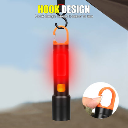 LED COB Super Bright Flashlight USB Rechargeable Torch 1-3 Optional Light Sources Outdoor Waterproof Emergency Light with Hook