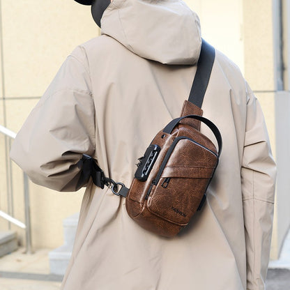 Men's Anti-Theft Crossbody Bag USB Charging Port Travel Chest Bag Waterproof Shoulder Messenger Bag for Outdoor Sports