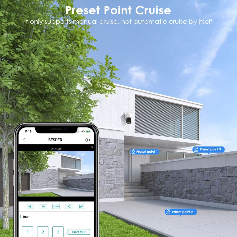 BESDER 8MP 4K10x Hybrid Zoom Dual Lens PTZ IP Camera 3.6+12mm WiFi Human Detection 4MP Audio Security Video Surveillance O-KAM