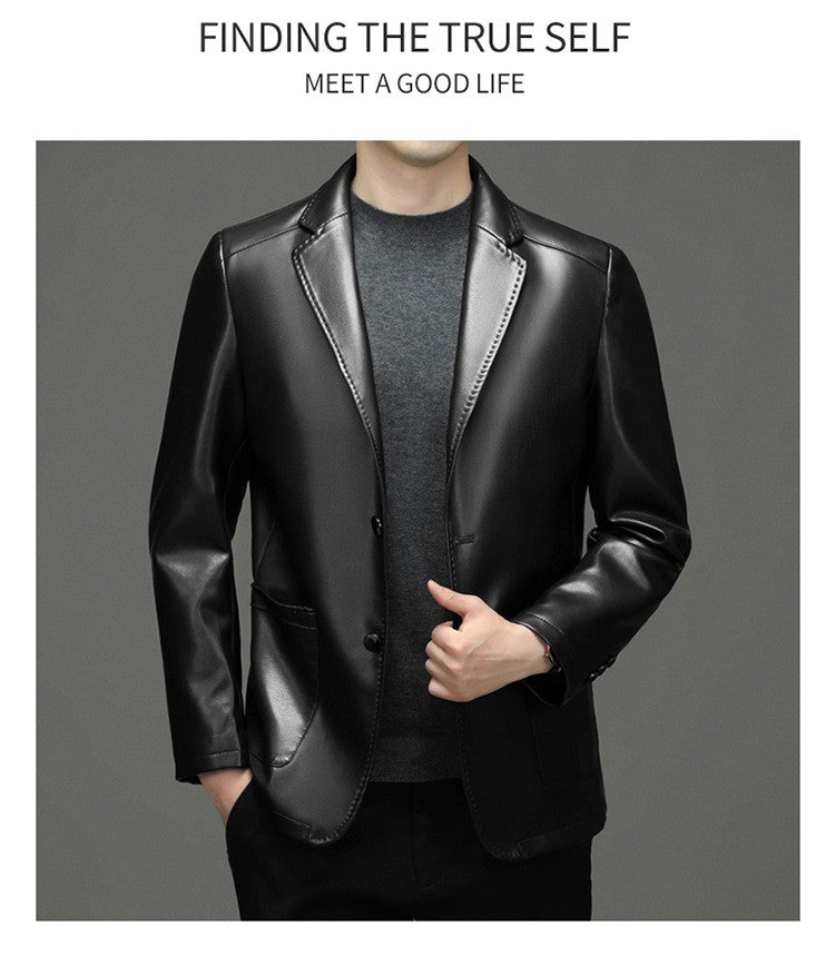 2025 Autumn Winter Men's Genuine Leather Blazers Jackets Slim Fit Suits Coats Business Casual Genuine Leather Suits Jackets Male