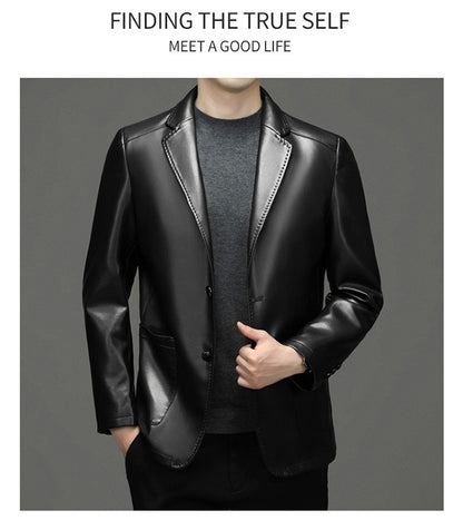 2025 Autumn Winter Men's Genuine Leather Blazers Jackets Slim Fit Suits Coats Business Casual Genuine Leather Suits Jackets Male
