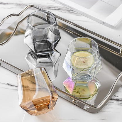 Taças de Vinho Multicores 320ml Taça de Vidro em Formato de Diamante Hexagonal Taça de Uísque para Festa Taça de Vinho Personalizada Taça de Hóquei no Gelo