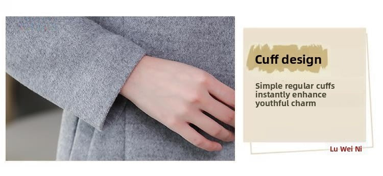 Plus Size Women's Overcoat Long Thickened Woolen Coat Long Collar Slim Fit Waist Cinched Outerwear Spring Autumn New Style Ho...