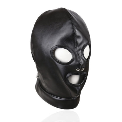 Unisex Latex Hood Mask Sexy Men Women PU Leather Masks Cosplay Flirting Tail Chest Strap Headwear Cosplay Sexy Accessory