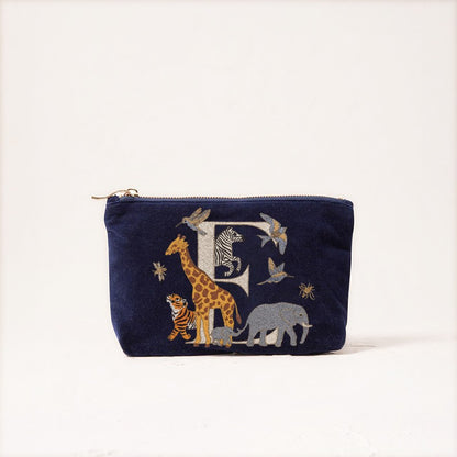 Cute Animal Letter Print Velvet Clutch Makeup Bag - Fashionable And Stylish Cosmetic Pouch for Women