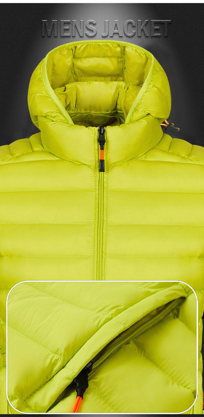 2025 New Men's Lightweight Cotton Jacket for Autumn and Winter - Multiple Colors, Stand-Up Collar & Hooded Design