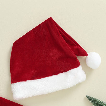 Infant Baby Girl Christmas Jumpsuit Outfits Letter Print Long Sleeve Romper Flare Pants Hat Toddler Clothes 0-18M